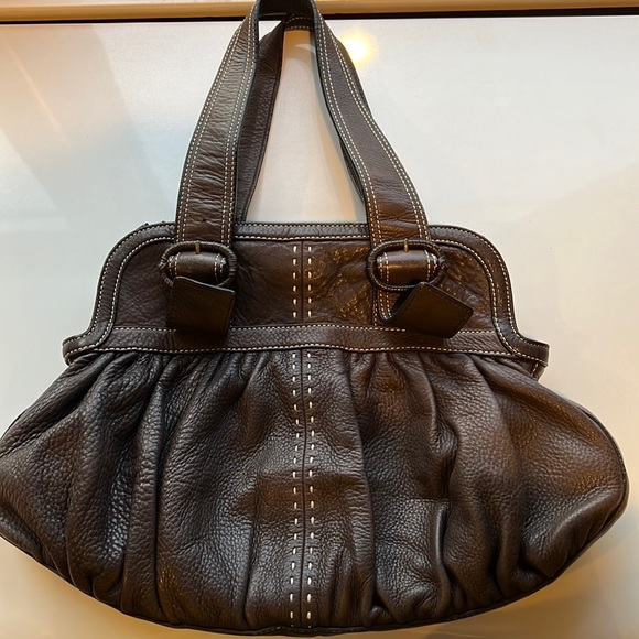 Cole Haan brown leather top handle satchel - Picture 2 of 4